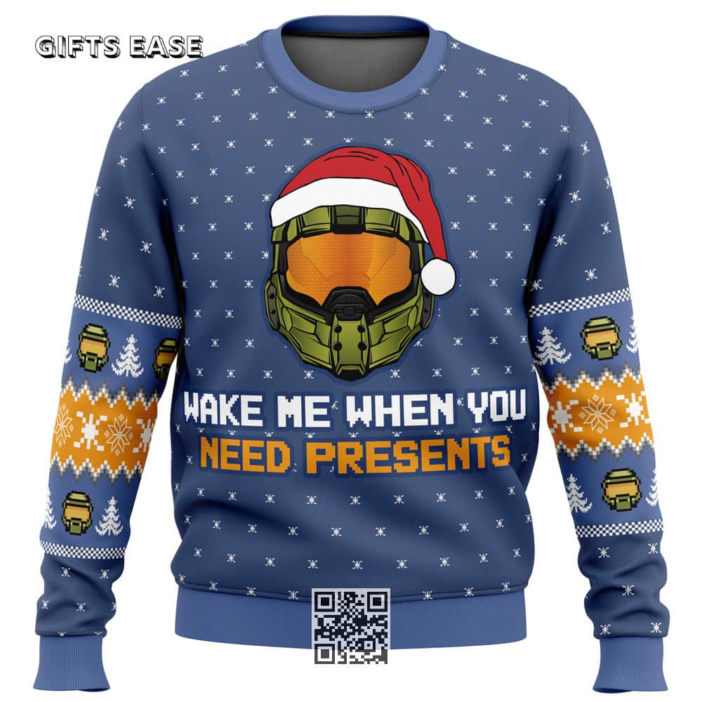 Halo Ugly Christmas Sweater Wake Me When You Need Presents Halo Ugly Christmas Sweater Wake Me When You Need Presents