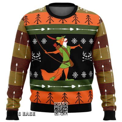 Robin Hood Ugly Christmas Sweater Pine Tree And Snowflake Pattern