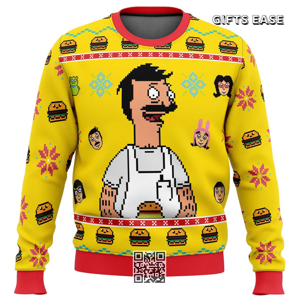 Yellow Red Bob’s Burgers Ugly Christmas Sweater Yellow Red Bob’s Burgers Ugly Christmas Sweater