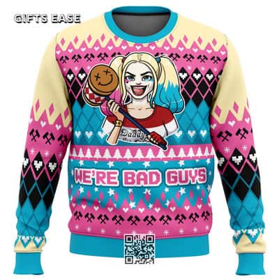 Harley Quinn DC Comics Ugly Christmas Sweater We&rsquo;re Bad Guys