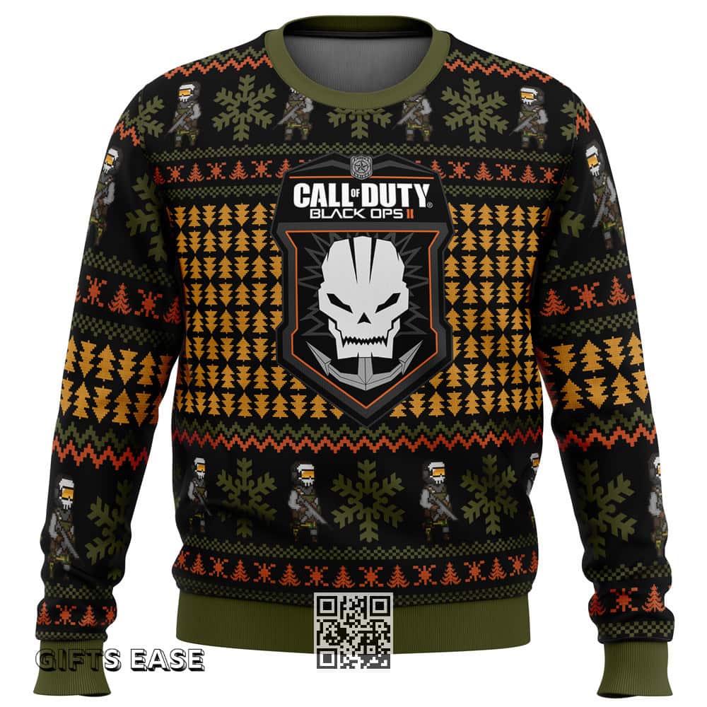 Black Ops 2 Call Of Duty Ugly Christmas Sweater Pine Tree And Snowflake Pattern Black Ops 2 Call Of Duty Ugly Christmas Sweater Pine Tree And Snowflake Pattern