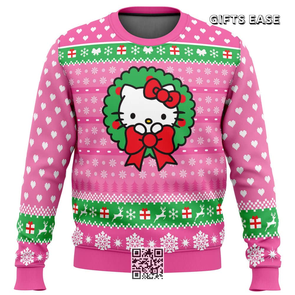 Pink Hello Kitty Ugly Christmas Sweater Snowflakes Pattern Pink Hello Kitty Ugly Christmas Sweater Snowflakes Pattern