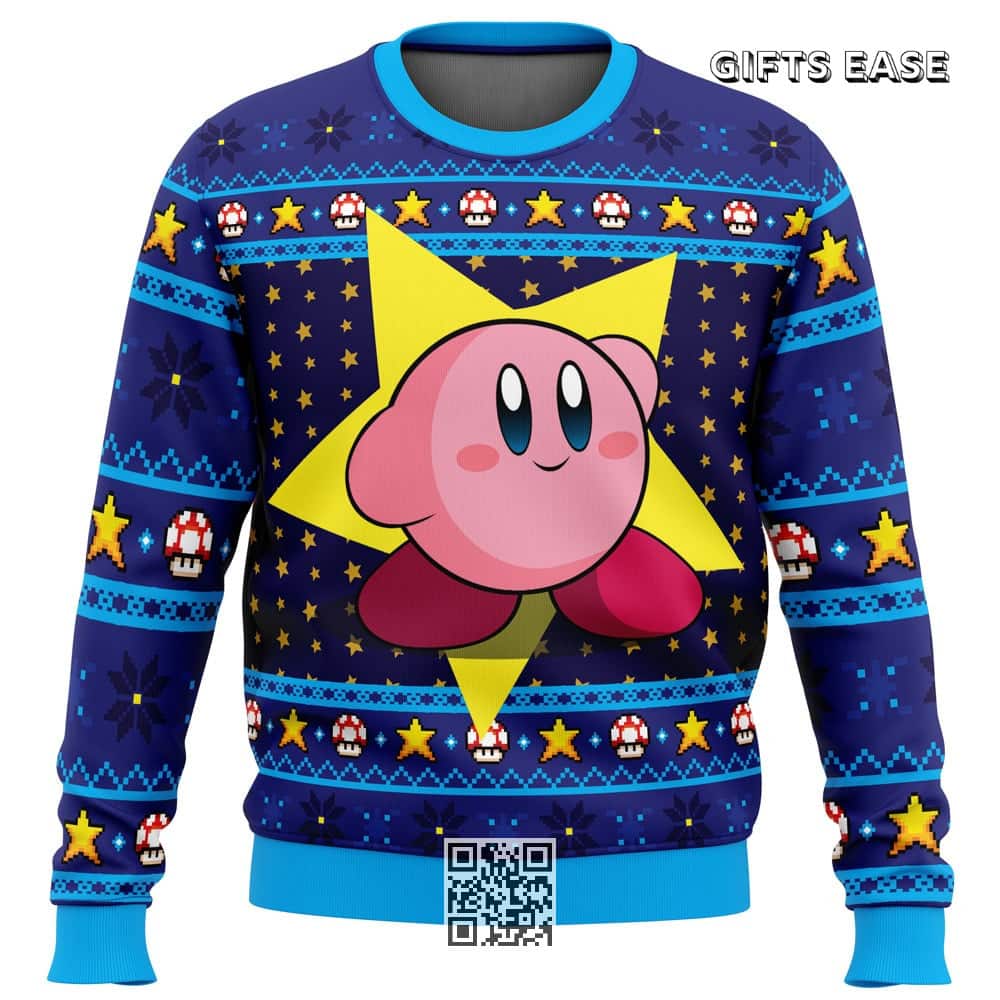 Blue The Pink Hero Kirby’s Dream Land Ugly Christmas Sweater Blue The Pink Hero Kirby’s Dream Land Ugly Christmas Sweater