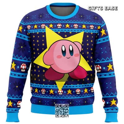 Blue The Pink Hero Kirby’s Dream Land Ugly Christmas Sweater