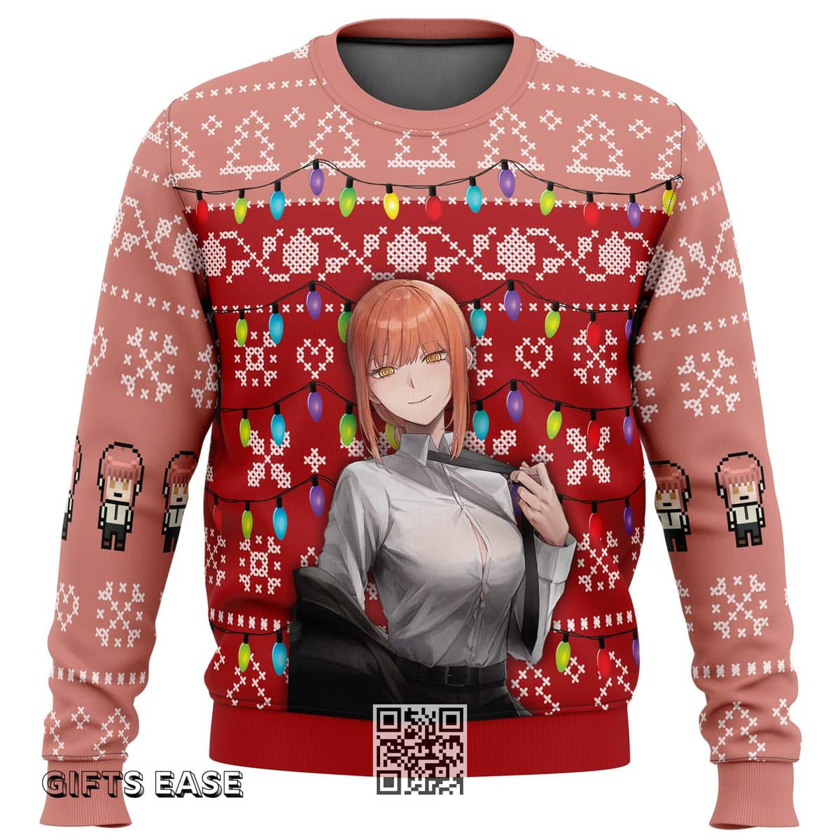 Makima Chainsaw Man Ugly Christmas Sweater Xmas Pattern Makima Chainsaw Man Ugly Christmas Sweater Xmas Pattern