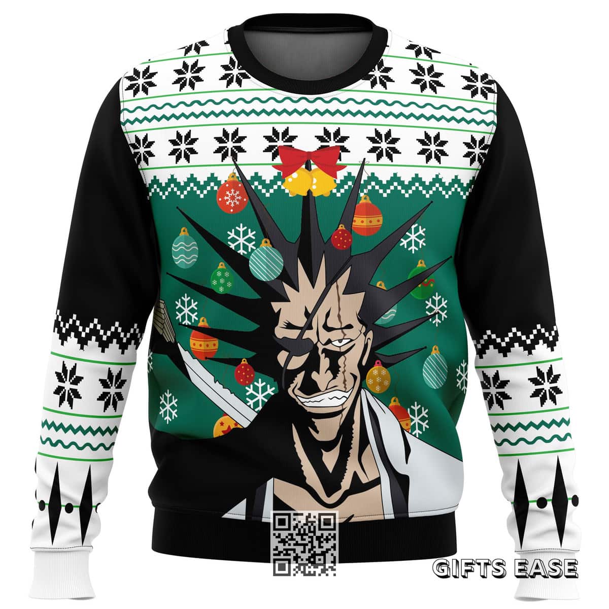Kenpachi Zaraki Bleach Ugly Christmas Sweater Snowflakes Pattern Kenpachi Zaraki Bleach Ugly Christmas Sweater Snowflakes Pattern
