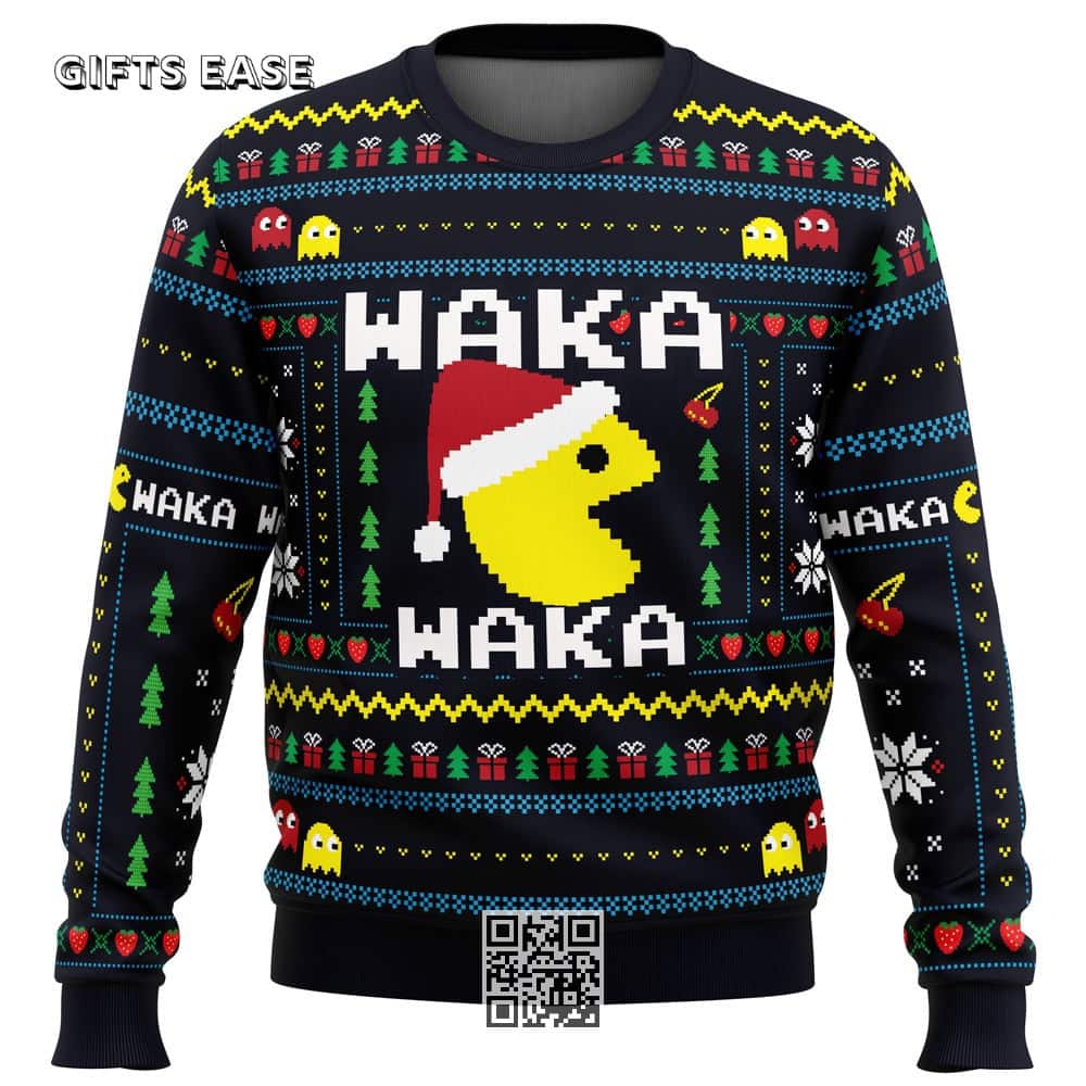 Black Arcade Pac-Man Ugly Christmas Sweater Waka Waka Black Arcade Pac-Man Ugly Christmas Sweater Waka Waka