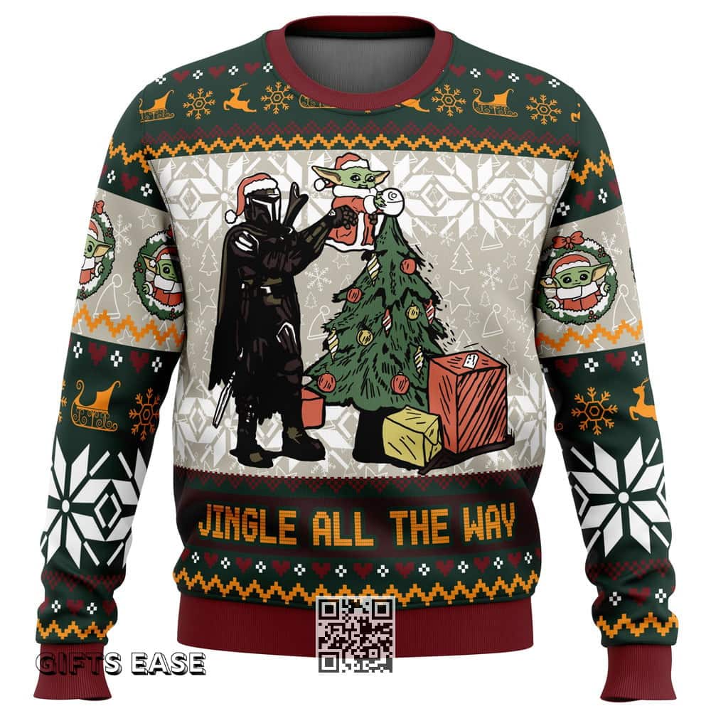 Darth Vader Baby Yoda Star Wars Ugly Christmas Sweater Jingle All The Way