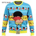 Blue Yellow Naughty Shinnosuke Crayon Shin-Chan Ugly Christmas Sweater
