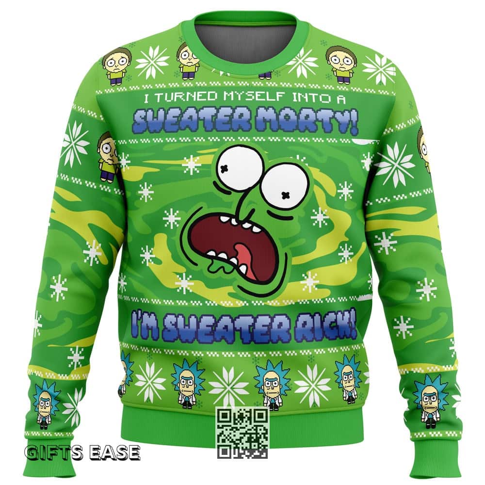 Green Rick And Morty Ugly Christmas Sweater I'm Sweater Rick Green Rick And Morty Ugly Christmas Sweater I'm Sweater Rick