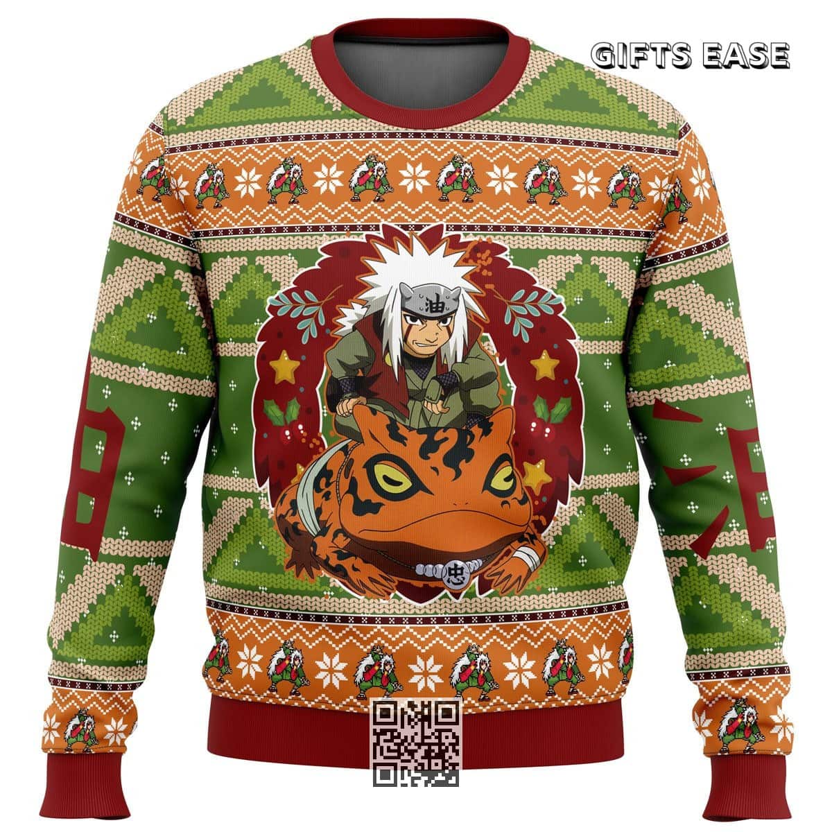 Chibi Jiraiya Naruto Ugly Christmas Sweater Snowflake Pattern Chibi Jiraiya Naruto Ugly Christmas Sweater Snowflake Pattern