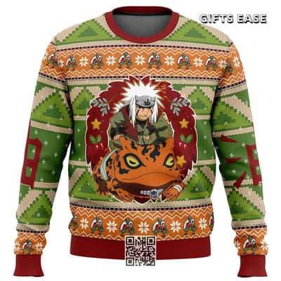 Chibi Jiraiya Naruto Ugly Christmas Sweater Snowflake Pattern