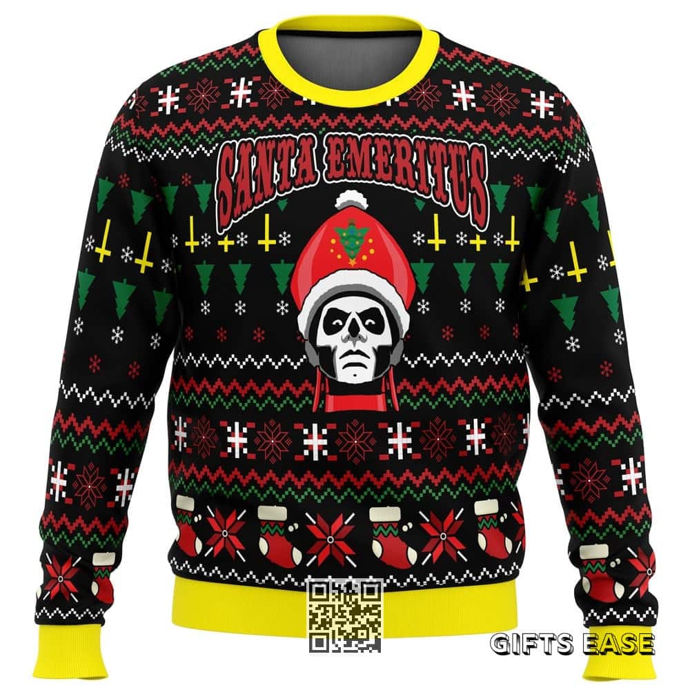 Black Yellow Santa Emeritus Papa Emeritus Ugly Christmas Sweater Black Yellow Santa Emeritus Papa Emeritus Ugly Christmas Sweater