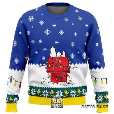 Cool Snoopy Ugly Christmas Sweater Snowflake Pattern