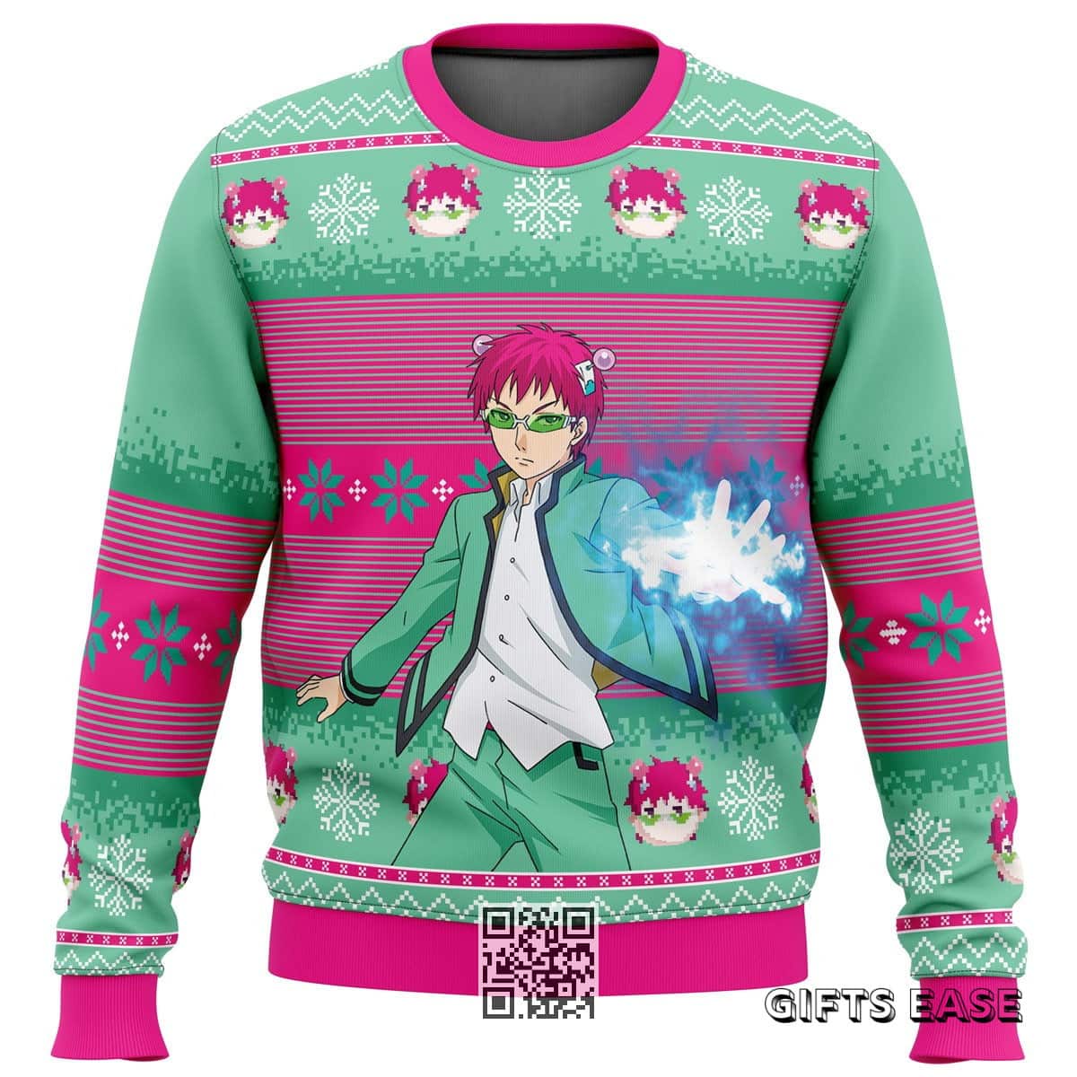 Pink Green The Disastrous Life Of Saiki K Ugly Christmas Sweater Pink Green The Disastrous Life Of Saiki K Ugly Christmas Sweater