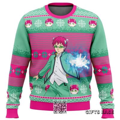 Pink Green The Disastrous Life Of Saiki K Ugly Christmas Sweater
