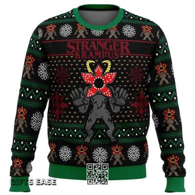 Demogorgon Stranger Krampus Stranger Things Ugly Christmas Sweater Snowflake Pattern