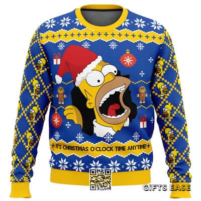 Santa Homer The Simpsons Ugly Christmas Sweater It's Christmas O'clock Time Anytime