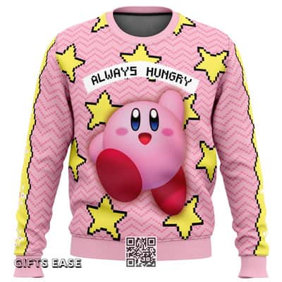 Pink Kirby Ugly Christmas Sweater Always Hungry