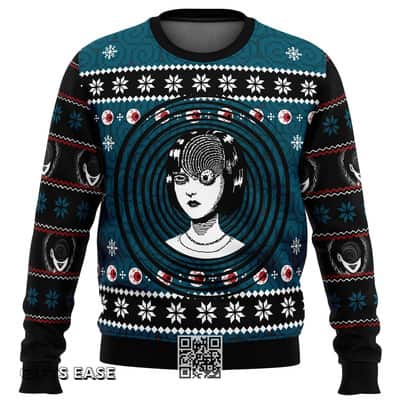 Uzumaki Junji Ito Ugly Christmas Sweater Snowflake Pattern