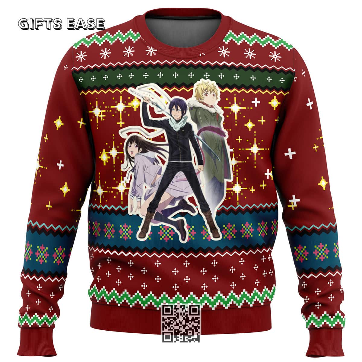 Noragami Ugly Christmas Sweater Yato Hiyori Iki Yukine Noragami Ugly Christmas Sweater Yato Hiyori Iki Yukine
