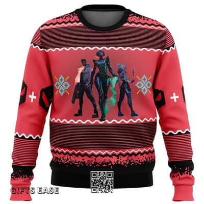 Black Red Valorant Ugly Christmas Sweater