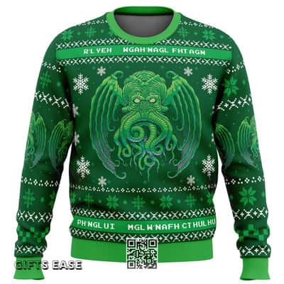 Green Cthulhu Cultist Ugly Christmas Sweater