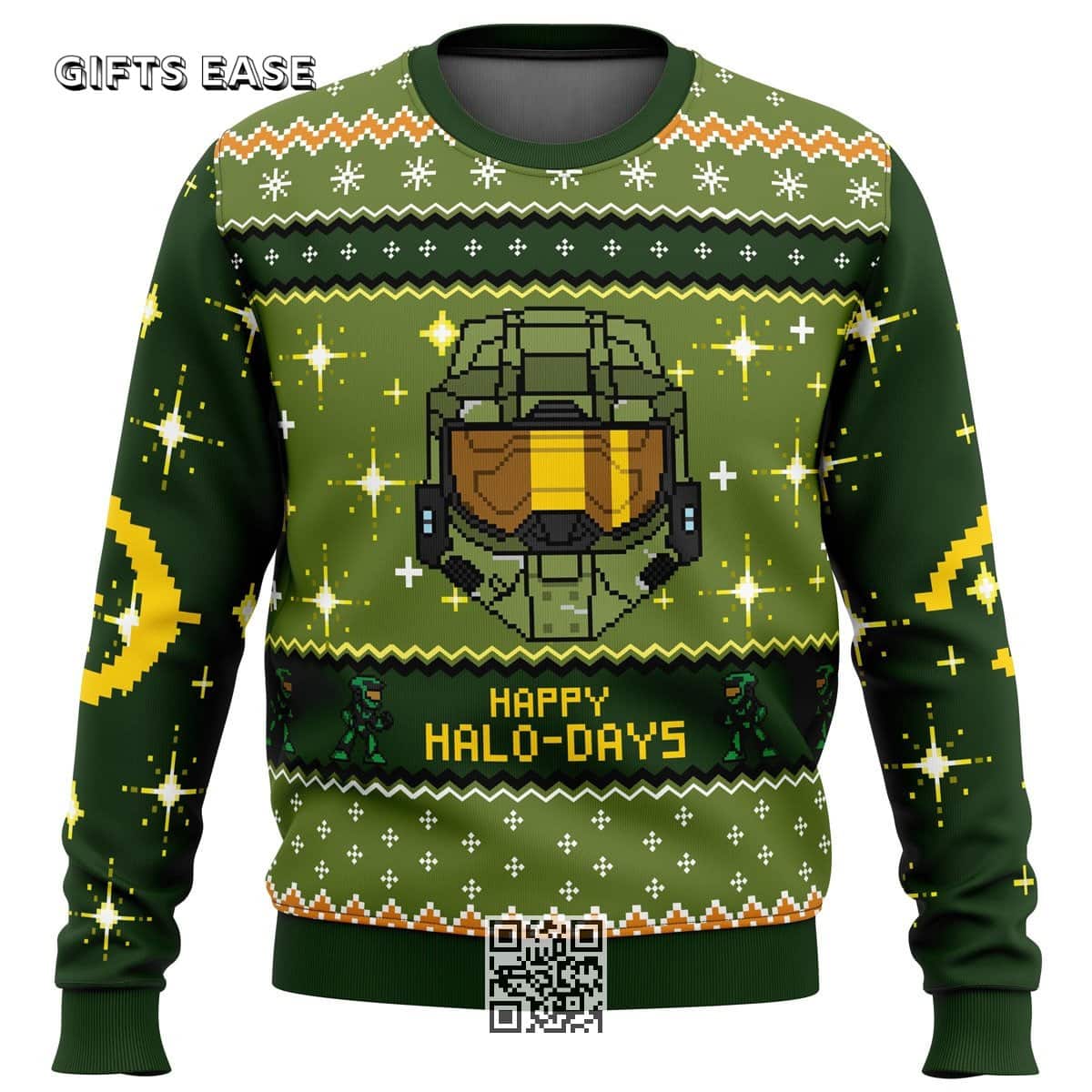 Green Halo Ugly Christmas Sweater Happy Halo-Days Green Halo Ugly Christmas Sweater Happy Halo-Days