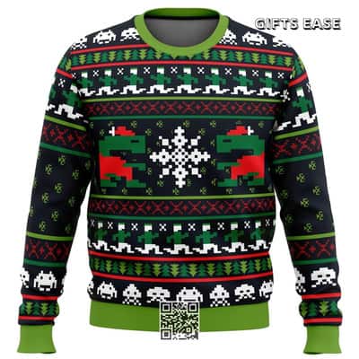 Black Green Games Of Christmas Past Atari Games Ugly Christmas Sweater
