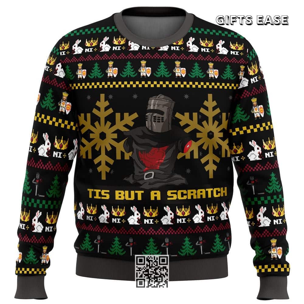 Monty Python Black Knight Ugly Christmas Sweater Tis But A Scratch Monty Python Black Knight Ugly Christmas Sweater Tis But A Scratch
