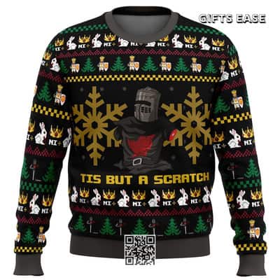 Monty Python Black Knight Ugly Christmas Sweater Tis But A Scratch