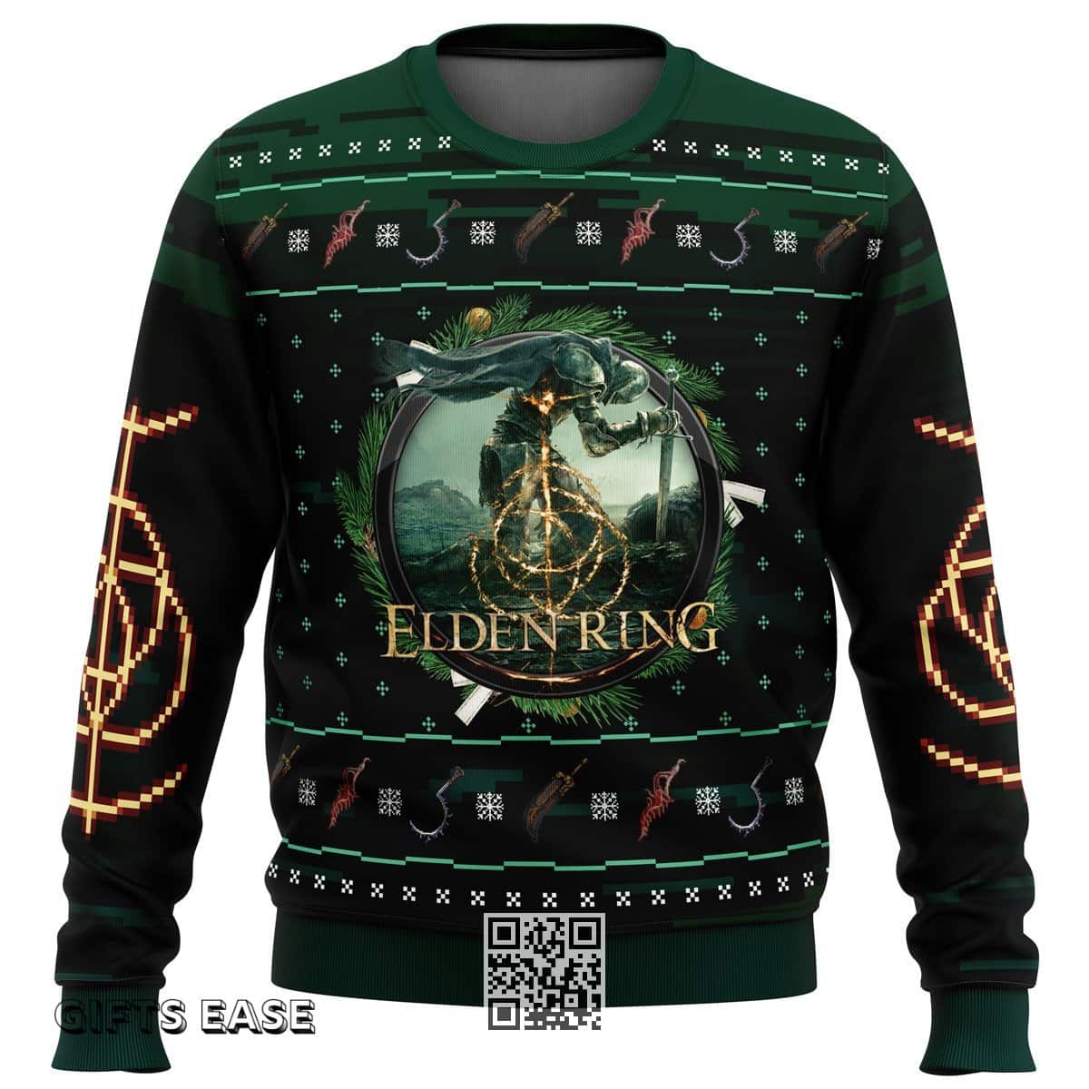 Black Green Elden Ring V2 Ugly Christmas Sweater Black Green Elden Ring V2 Ugly Christmas Sweater