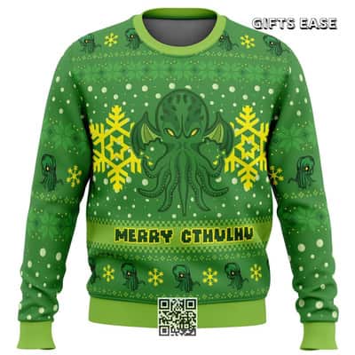 Green Merry Cthulhu Ugly Christmas Sweater