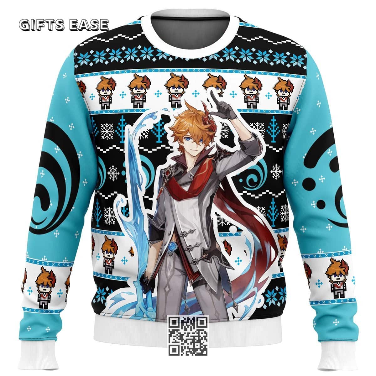 Tartaglia Childe Genshin Impact Ugly Christmas Sweater Snowflake Pattern Tartaglia Childe Genshin Impact Ugly Christmas Sweater Snowflake Pattern