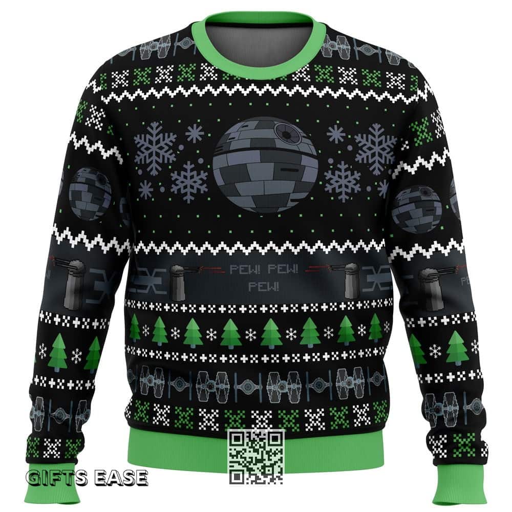 Black Green Star Wars Ugly Christmas Sweater Imperial Death Star