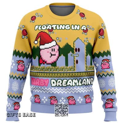 Cool Floating In A Kirby Dreamland Ugly Christmas Sweater