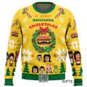Yellow Green Bob&rsquo;s Burgers Ugly Christmas Sweater A Juicy Delicious Christmas