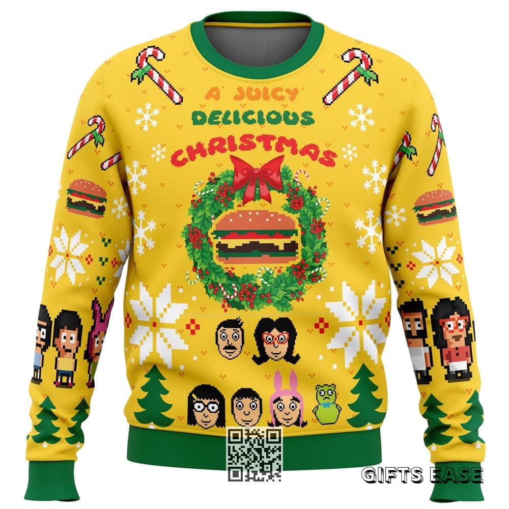 Yellow Green Bob’s Burgers Ugly Christmas Sweater A Juicy Delicious Christmas Yellow Green Bob’s Burgers Ugly Christmas Sweater A Juicy Delicious Christmas