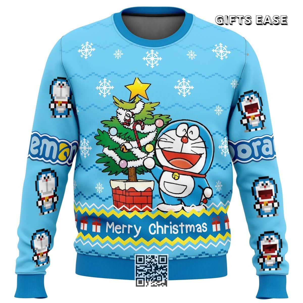 Blue Doraemon Ugly Christmas Sweater Merry Christmas Blue Doraemon Ugly Christmas Sweater Merry Christmas