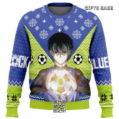 Isagi Yochi Blue Lock Ugly Christmas Sweater Snowflake