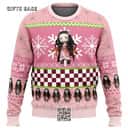 Pink Chibi Nezuko Kamado Demon Slayer Ugly Christmas Sweater Pink Chibi Nezuko Kamado Demon Slayer Ugly Christmas Sweater