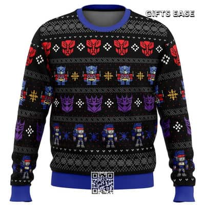 Xmas In Disguise Transformers Ugly Christmas Sweater Characters