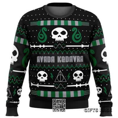 Black Harry Potter Ugly Christmas Sweater Avada Kedavra