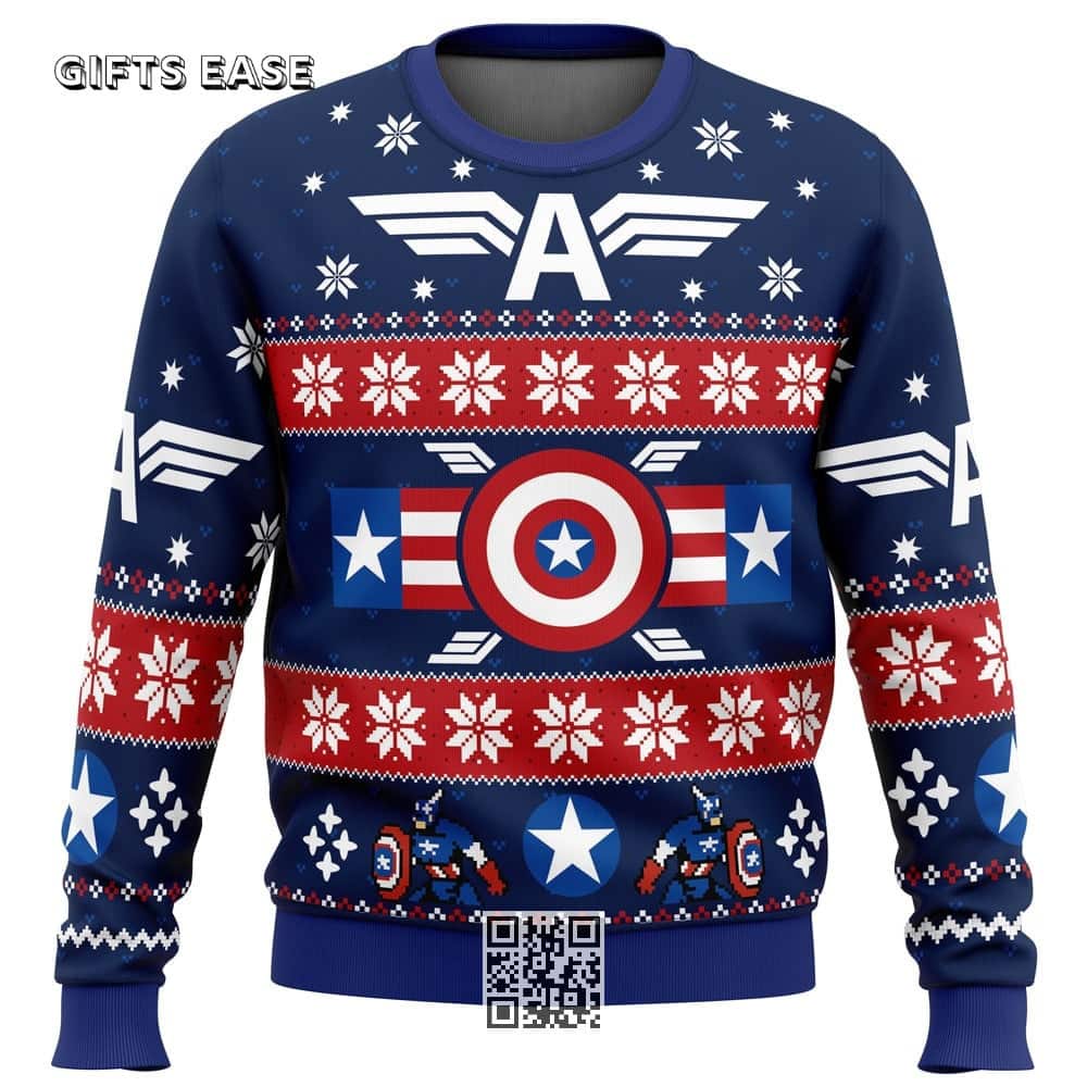 Blue Winter Soldier Captain America Marvel Ugly Christmas Sweater Blue Winter Soldier Captain America Marvel Ugly Christmas Sweater
