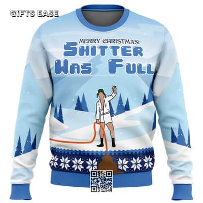 Blue National Lampoon&rsquo;s Christmas Vacation Ugly Christmas Sweater Shitter Was Full