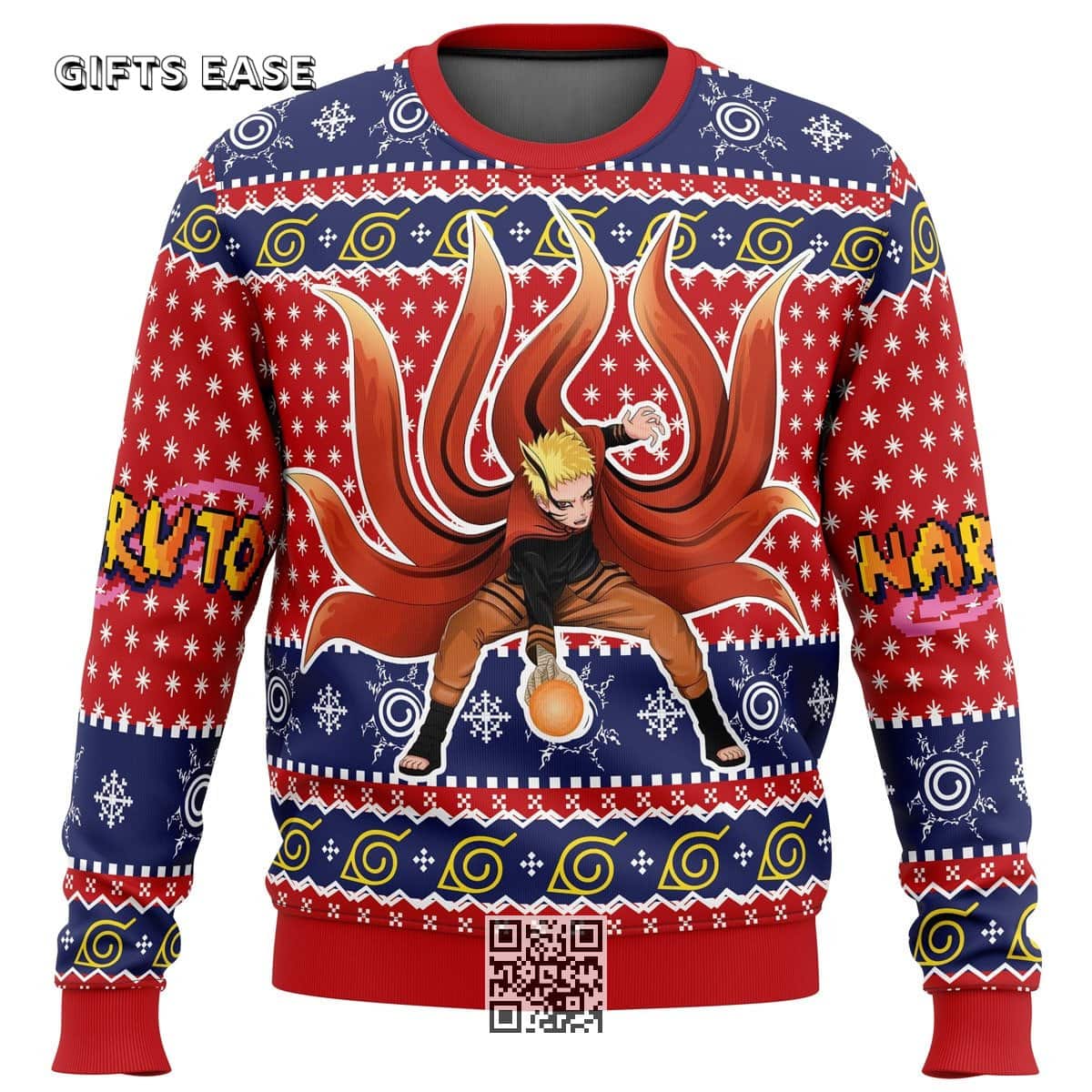 Blue Red Naruto Baryon Ugly Christmas Sweater Blue Red Naruto Baryon Ugly Christmas Sweater