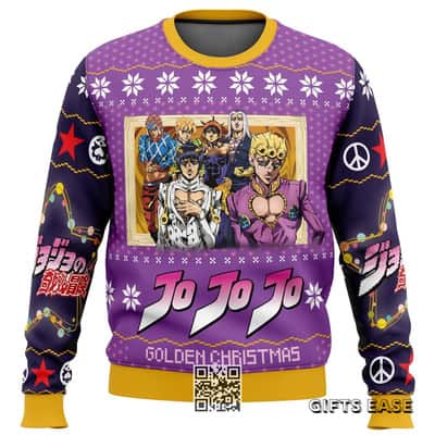 Jojo&rsquo;s Bizarre Adventure Ugly Christmas Sweater Golden Christmas