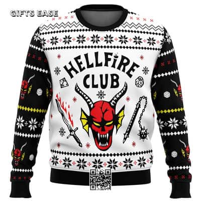 Stranger Things Ugly Christmas Sweater HellFire Club