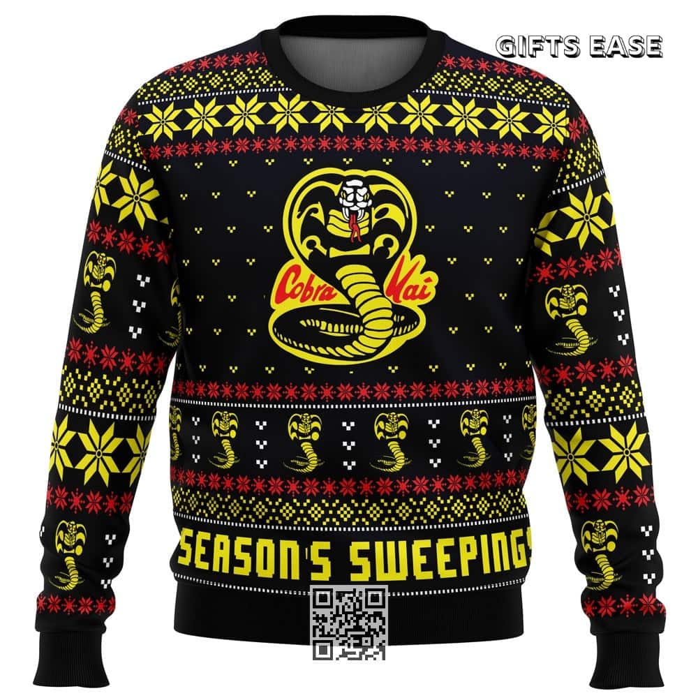 Cobra Kai Karate Kid Ugly Christmas Sweater Season’s Sweepings Cobra Kai Karate Kid Ugly Christmas Sweater Season’s Sweepings