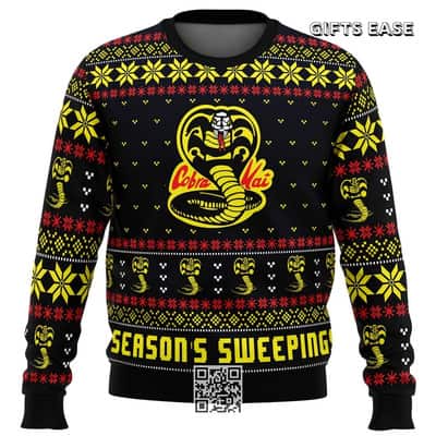 Cobra Kai Karate Kid Ugly Christmas Sweater Season&rsquo;s Sweepings
